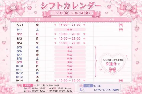 シフト⸜(*˙꒳˙*)⸝