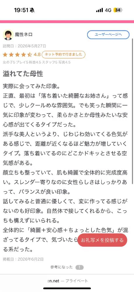 【お礼写メ日記】