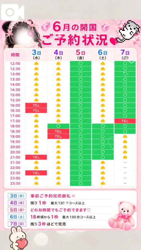 🧁ᩚ現在のご予約状況🧁ᩚ/くるみ