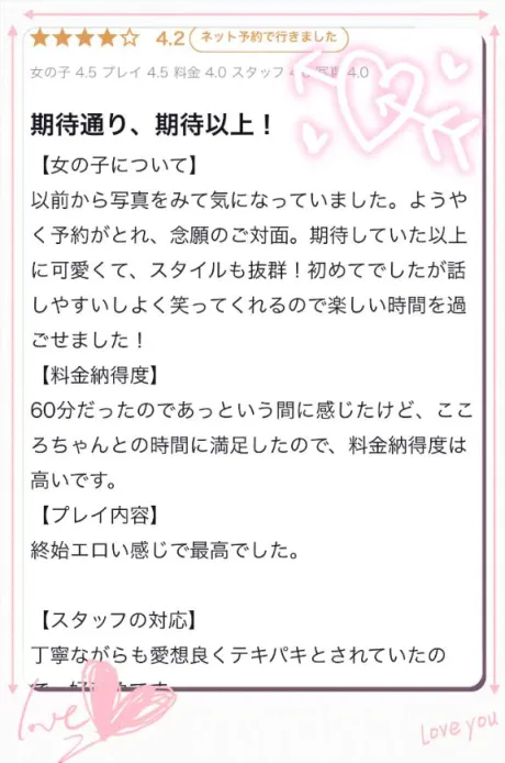 こころのブログ 【お礼写メ日記】